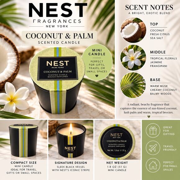 Nest Other - NEST Coconut & Palm Mini Scented Candle 1.8 oz